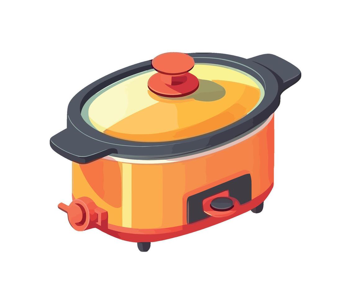 Metallic rice cooker on white backdrop icon isolated vector