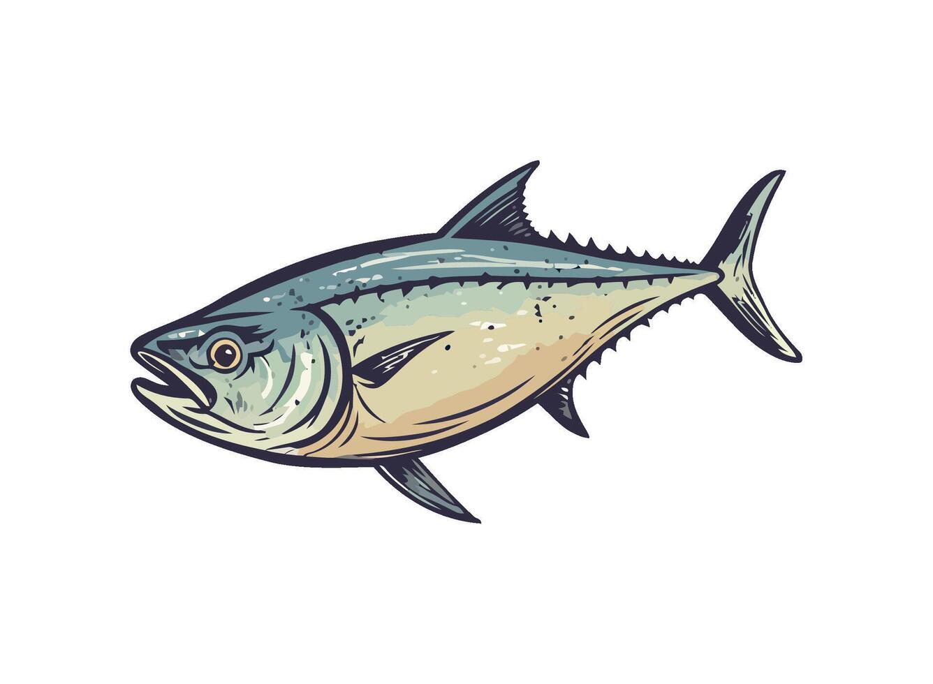 illustration fish on white backdrop icon isolated vector
