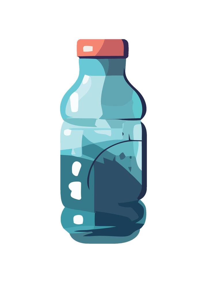 Purified water in plastic bottle with blue label icon isolated vector