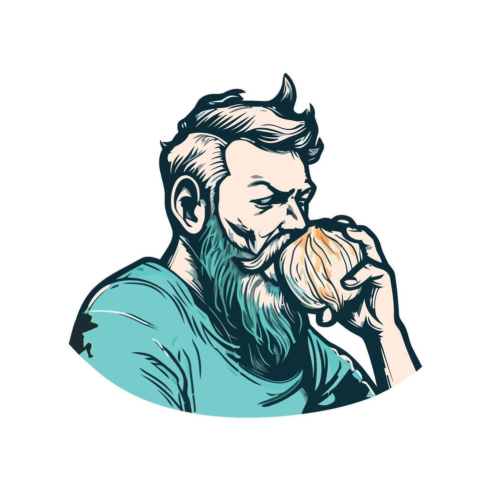 man holding gourmet meal, smiling with joy icon isolated vector
