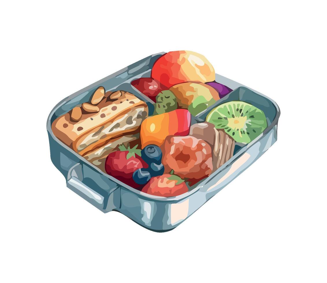 Fresh gourmet meal with vegetables and fruit icon isolated vector