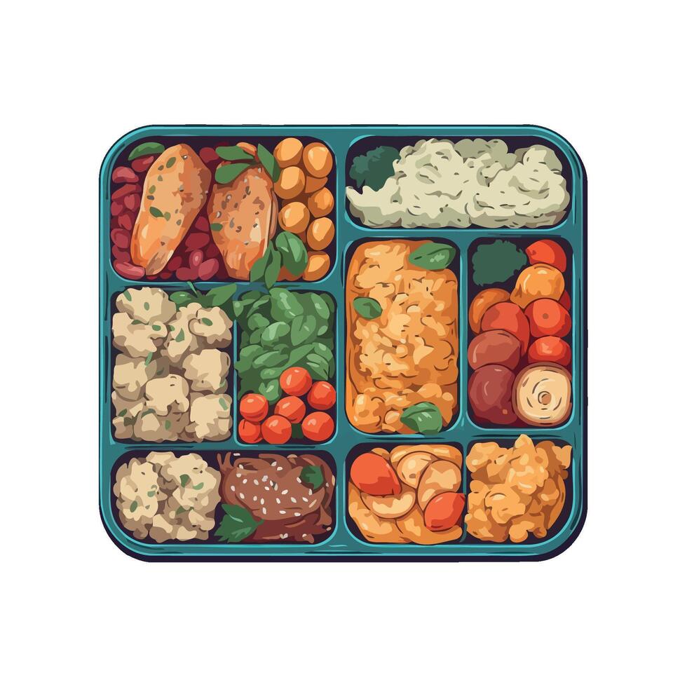 Gourmet meal with fresh vegetables and fruit icon isolated vector