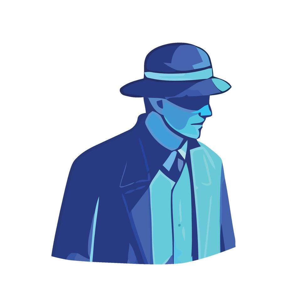 Modern businessman silhouette in blue suit jacket icon isolated vector