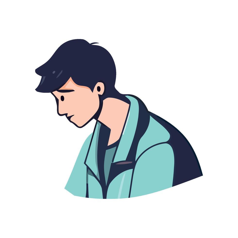 sad young man in blue suit, flat design icon isolated vector