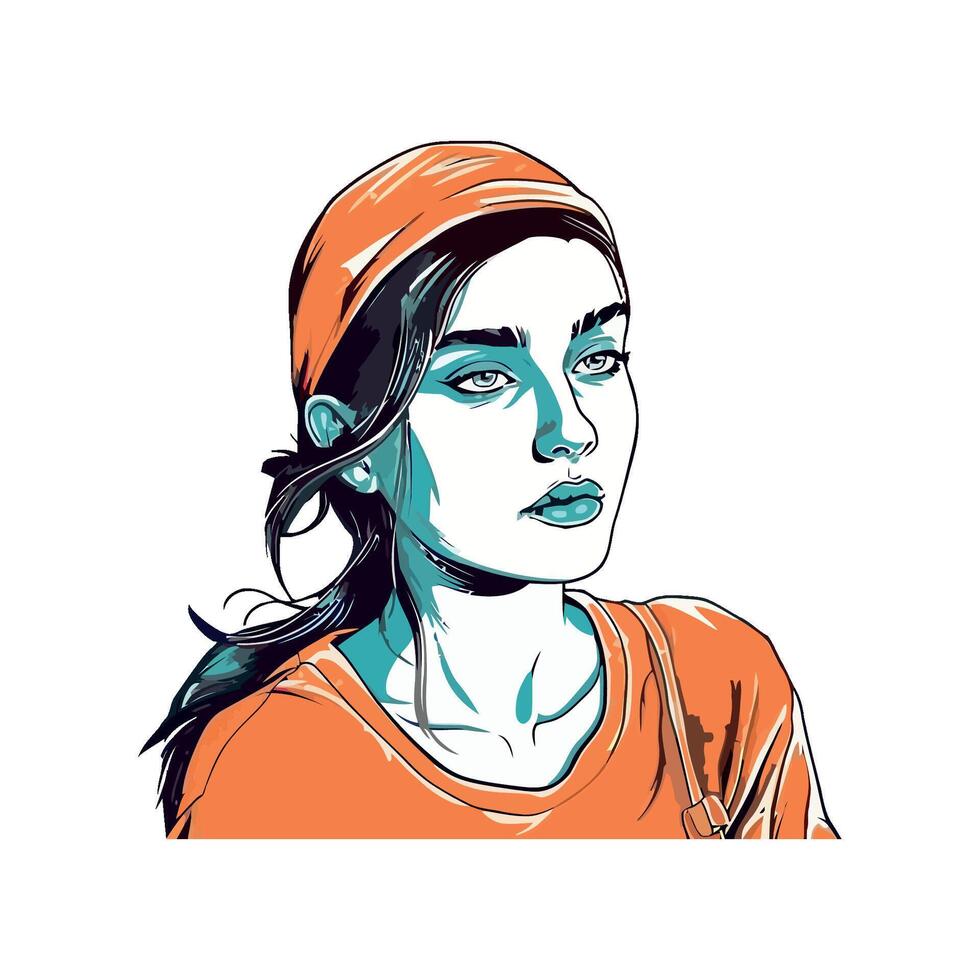 Cheerful young woman in casual clothing icon isolated vector