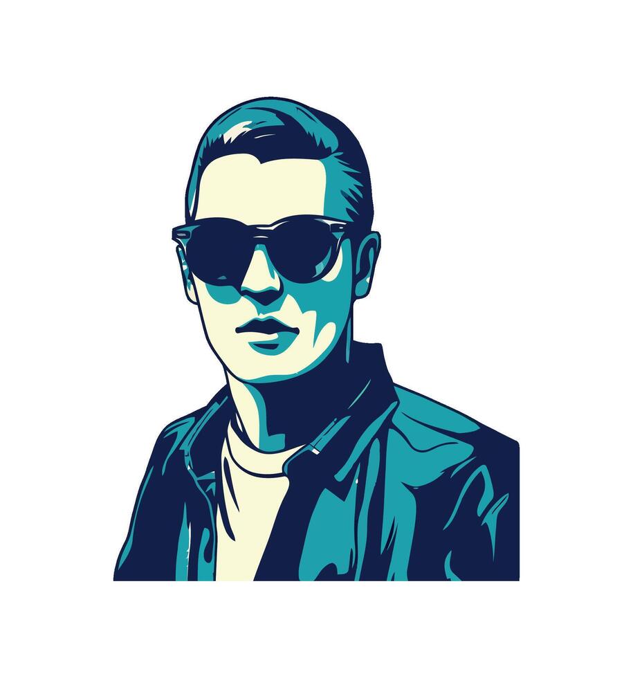 A stylish man in a black sunglasses icon isolated vector