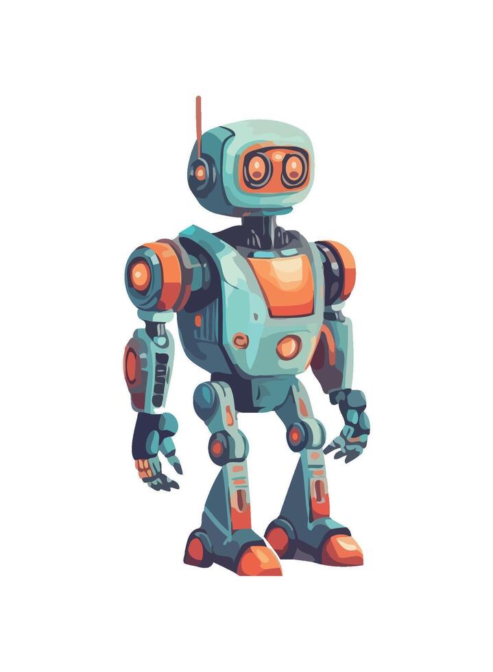 Futuristic cyborg toy smiles cheerfully icon isolated vector