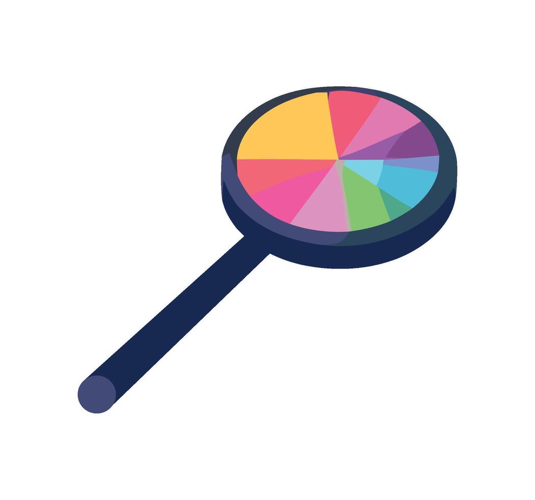 Success magnified with data, chart and lens icon isolated vector