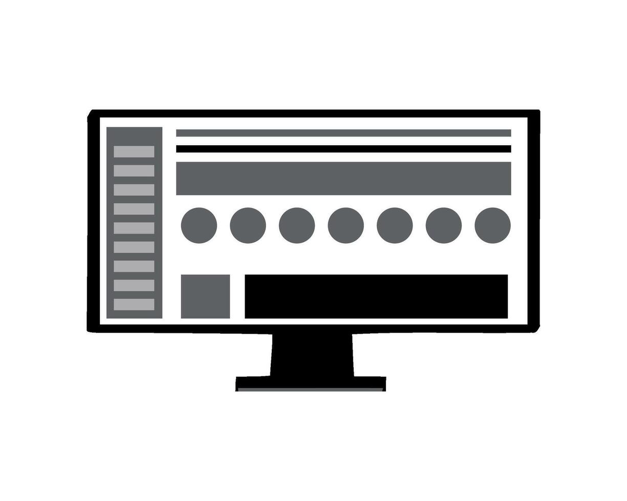 Digital display icon, computer equipment control icon isolated vector