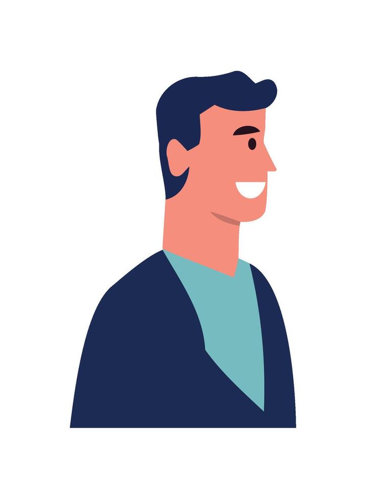 Smiling businessman icon in flat cartoon design isolated vector