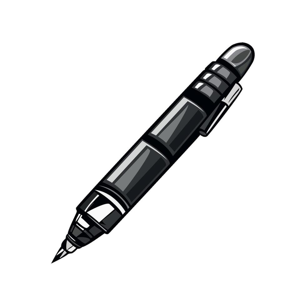 Metallic pen creates sharp signature icon isolated vector