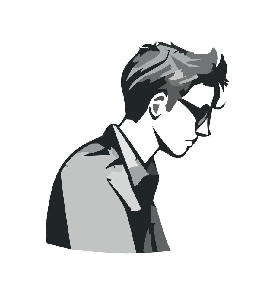 Cheerful businessman with eyeglasses icon isolated vector