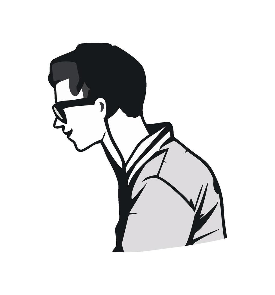 Modern man smiling with eyeglasses icon isolated vector