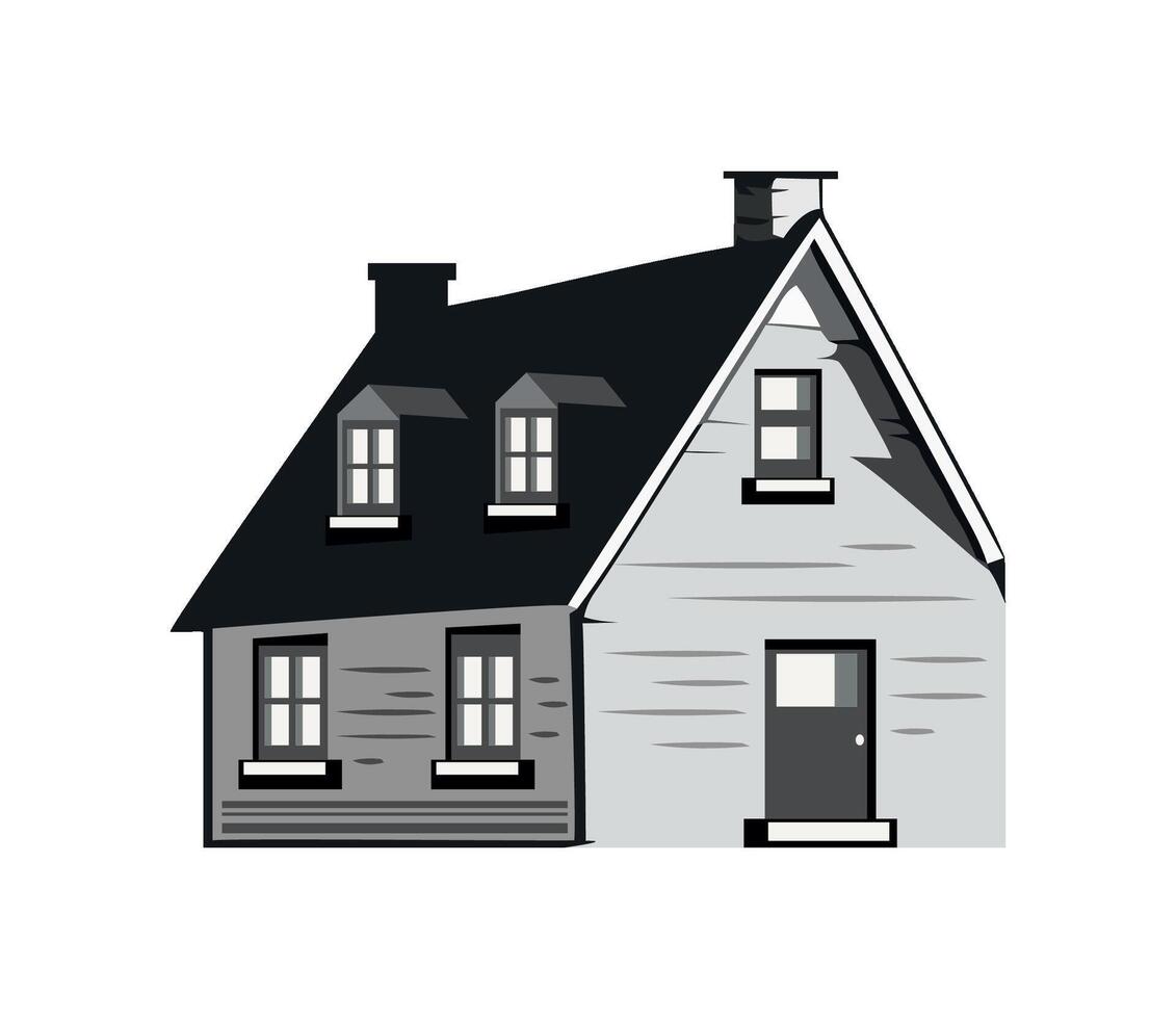 Modern residential house with black chimney icon isolated vector