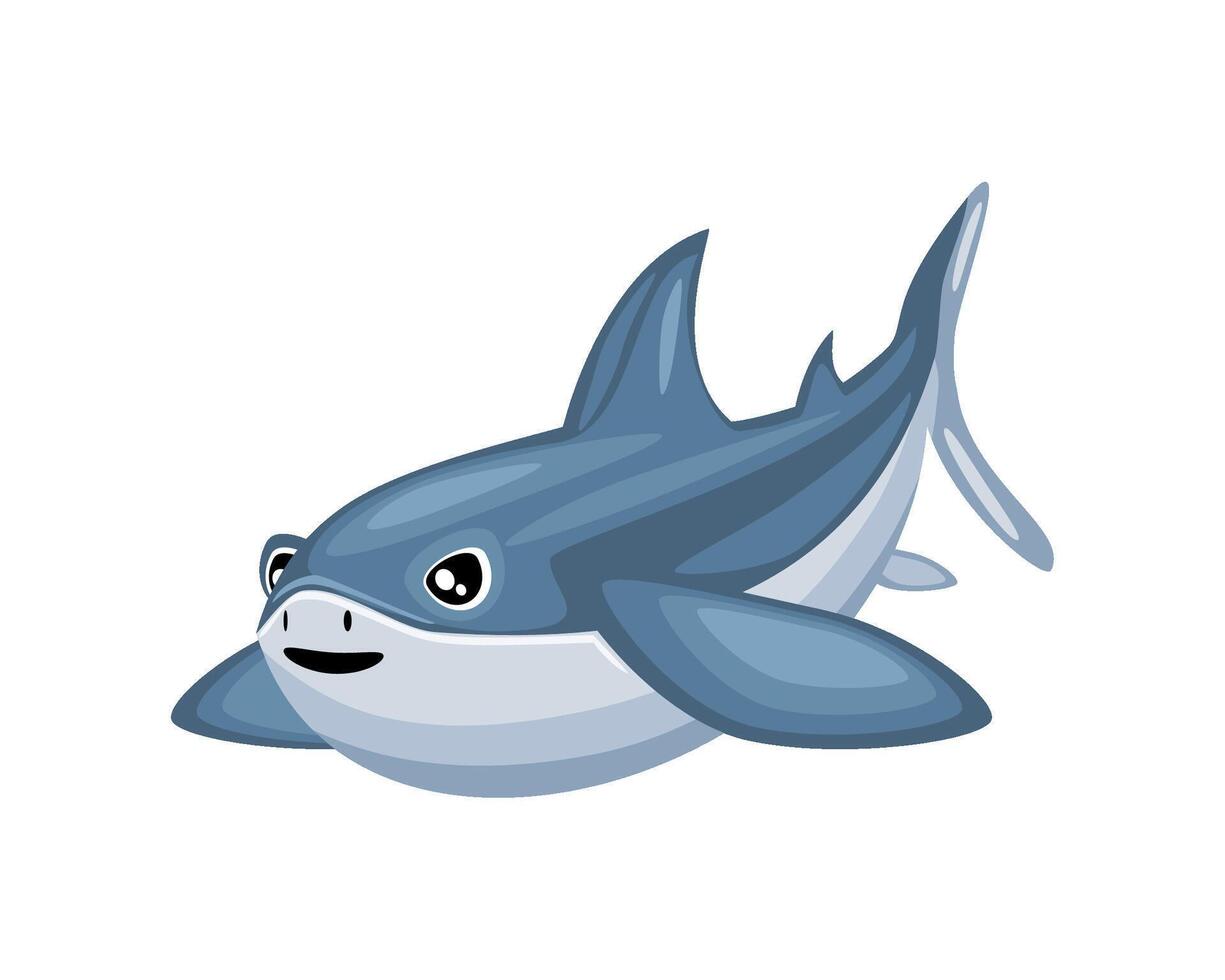 cute cartoon shark icon isolated design white backgroound vector
