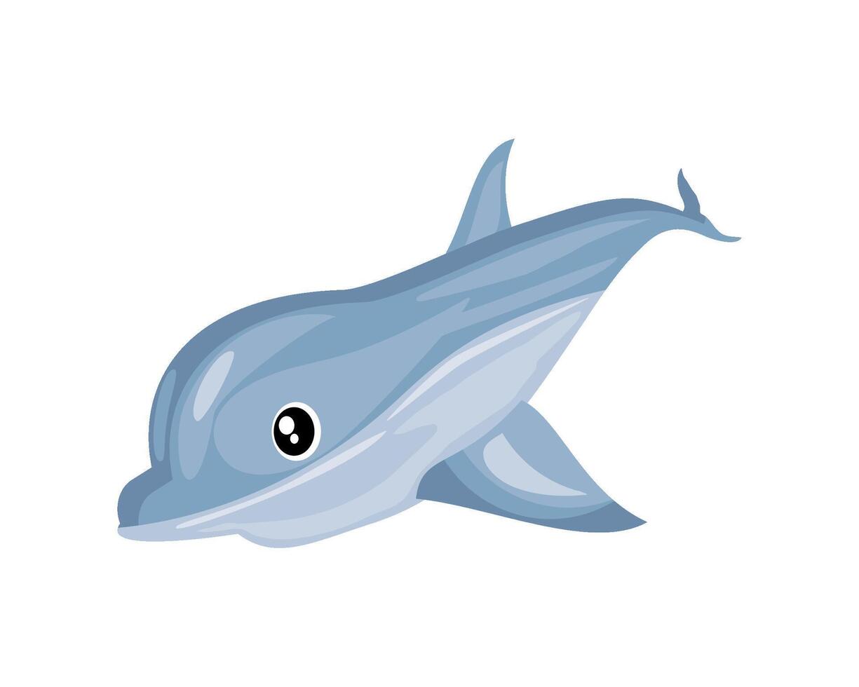 cute dolphin cartoon icon isolated design white backgroound vector