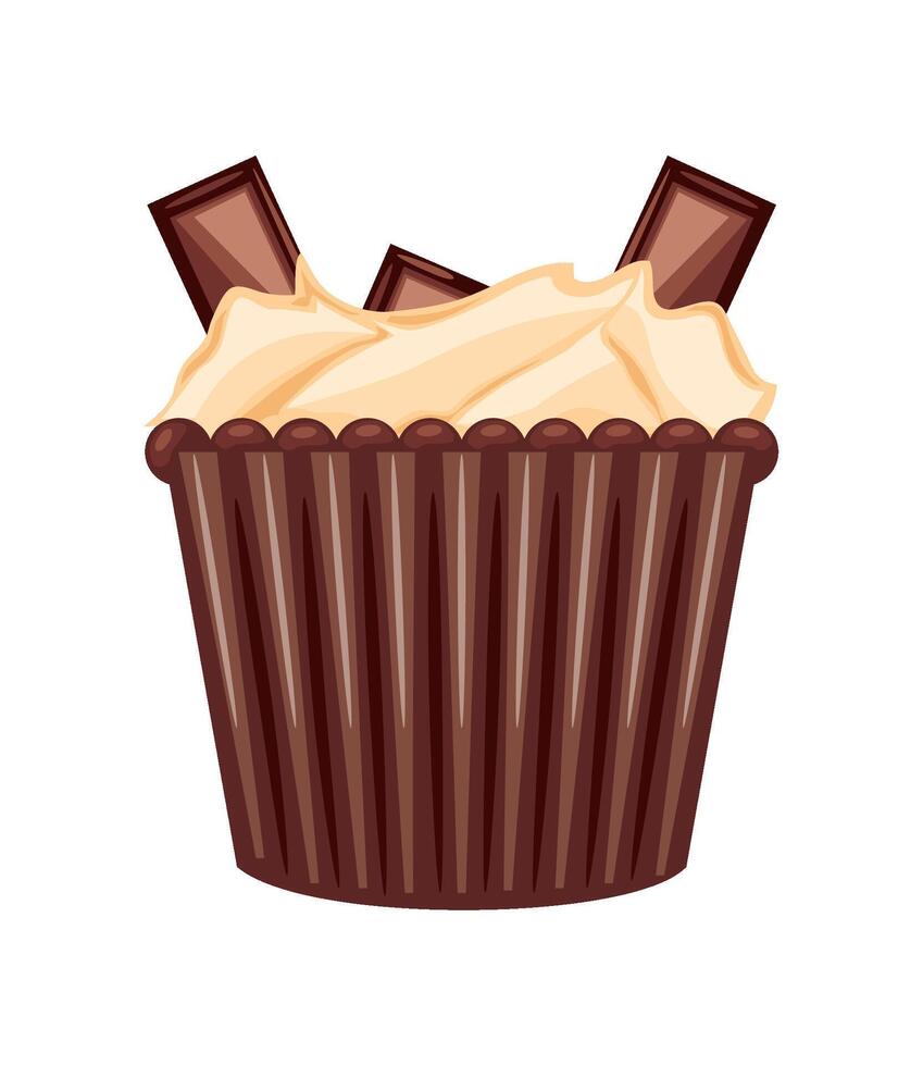 chocolate cupcake dessert icon isolated white background vector