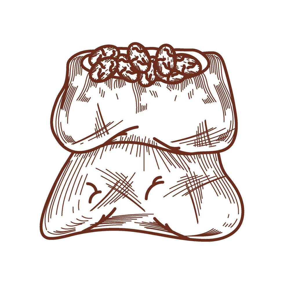 cacao seeds in a sack icon icon isolated vector