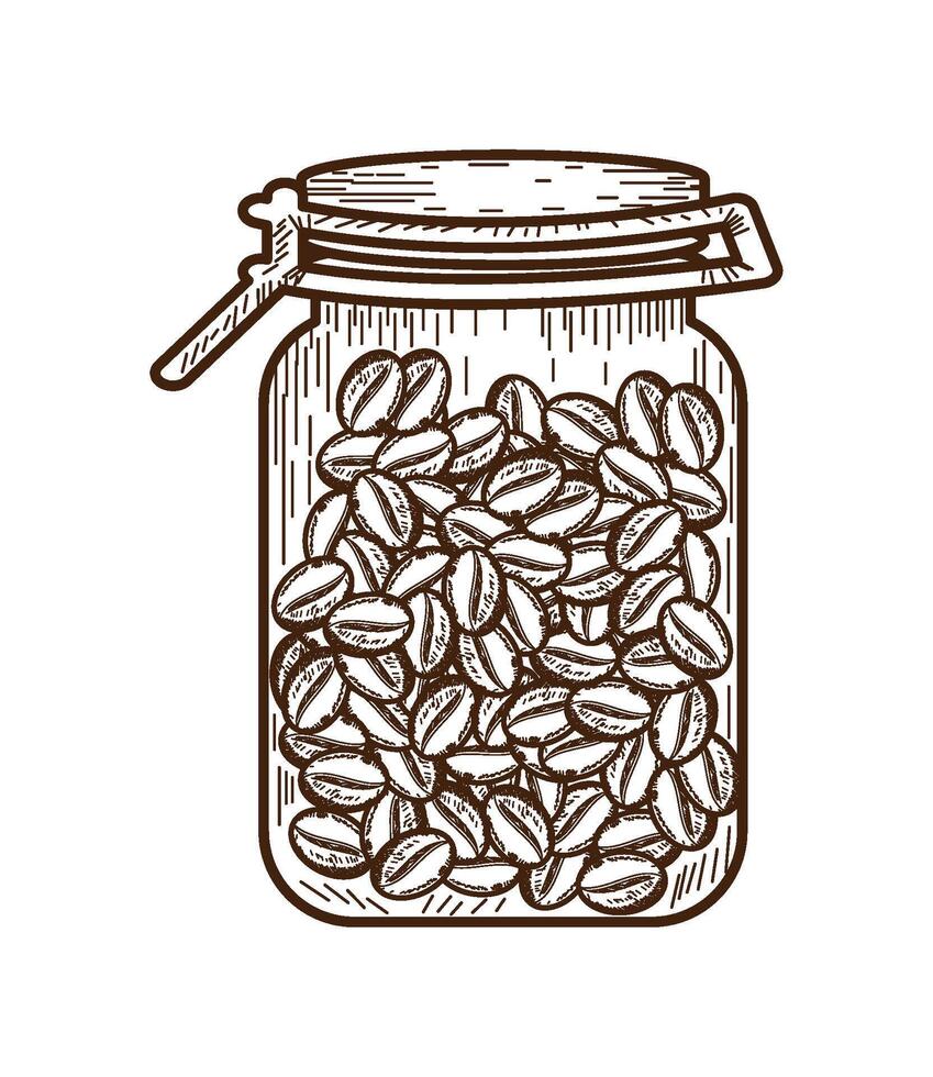 coffee beans in jar icon isolated vector