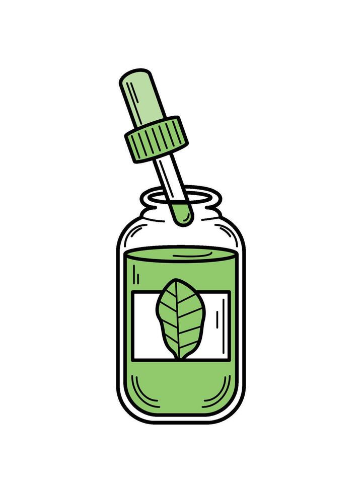 matcha tea herb bottle icon isolated illustration vector