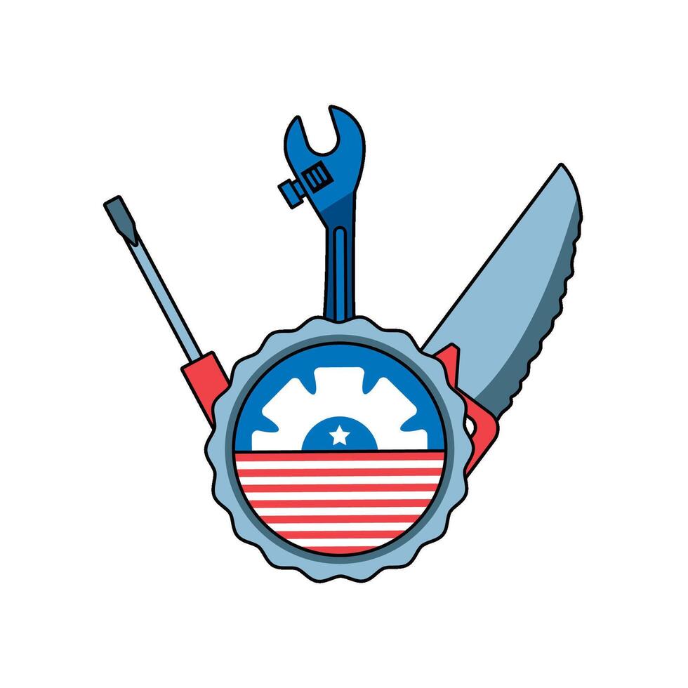 USA labor day label icon isolated vector