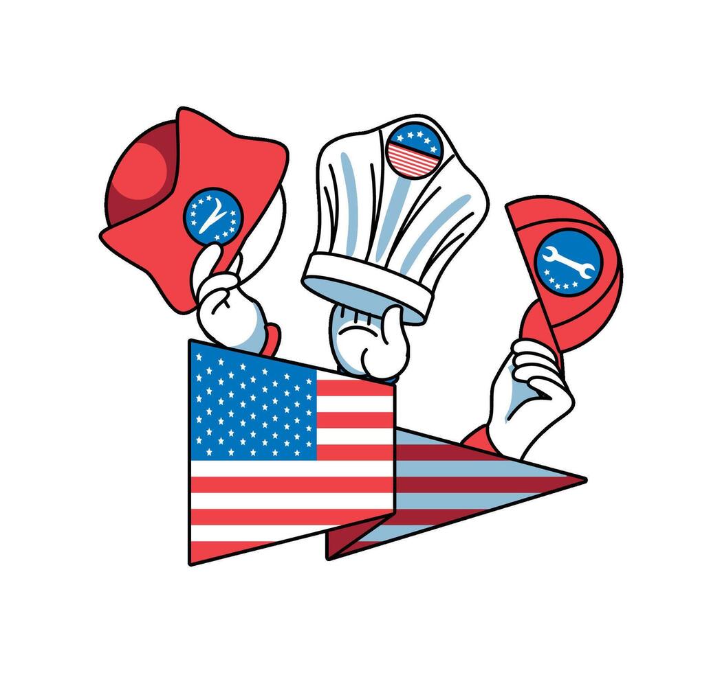 USA labor day emblem icon isolated vector