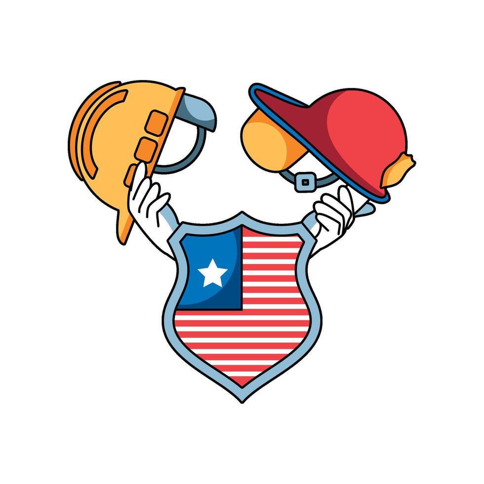 USA labor day american flag icon isolated vector
