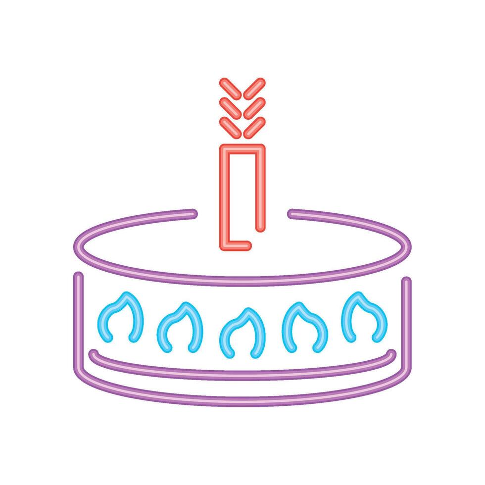 neon party birthday cake event icon isolated vector