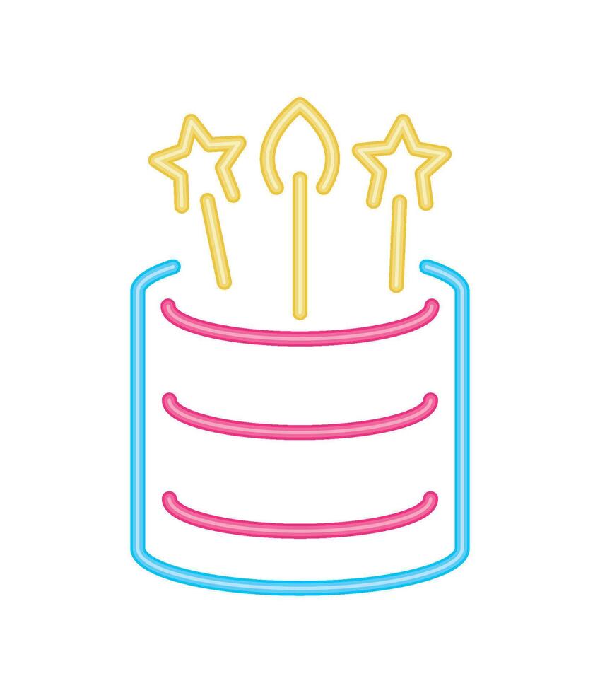 neon party birthday cake bakery icon isolated vector