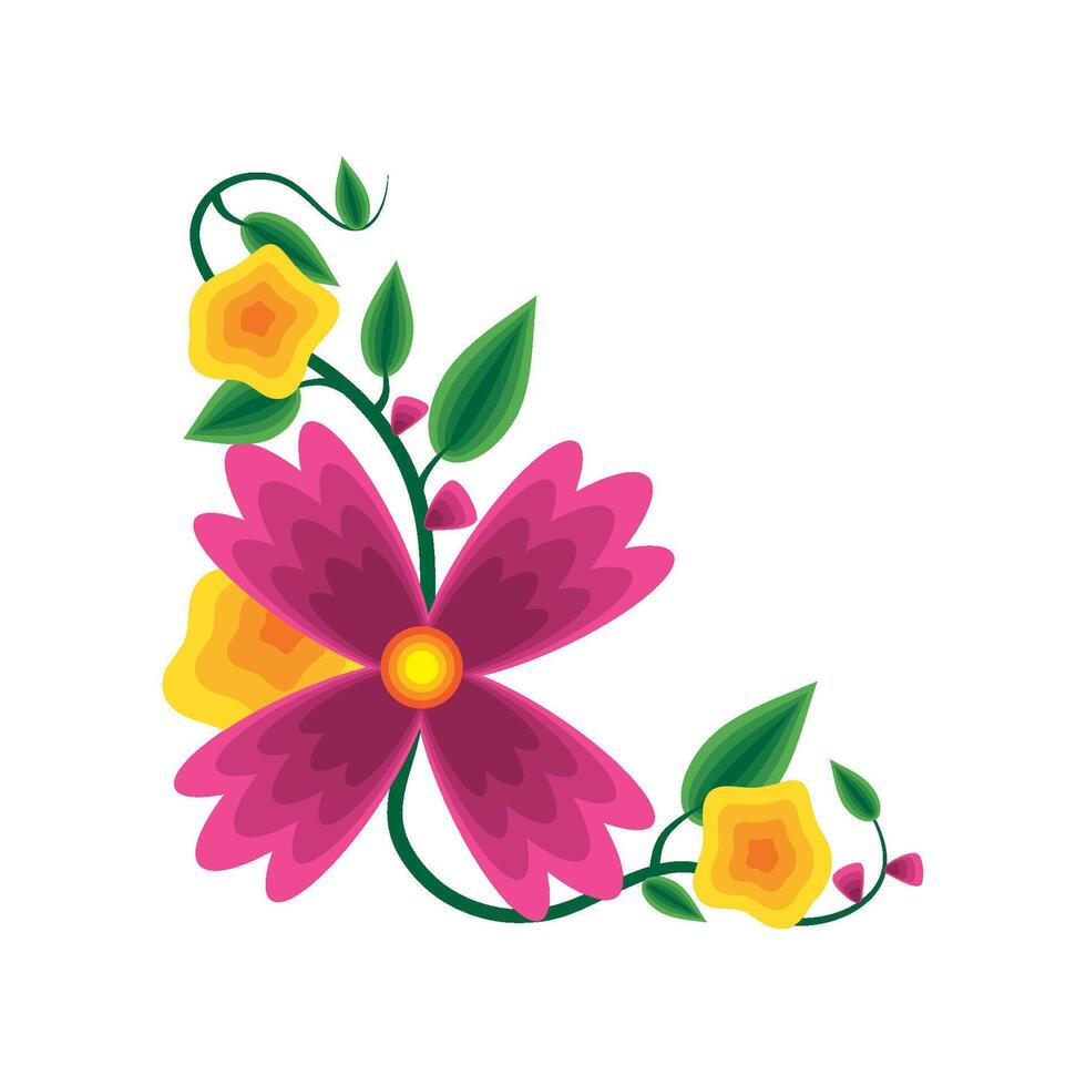 corner frame flowers nature isolated icon vector