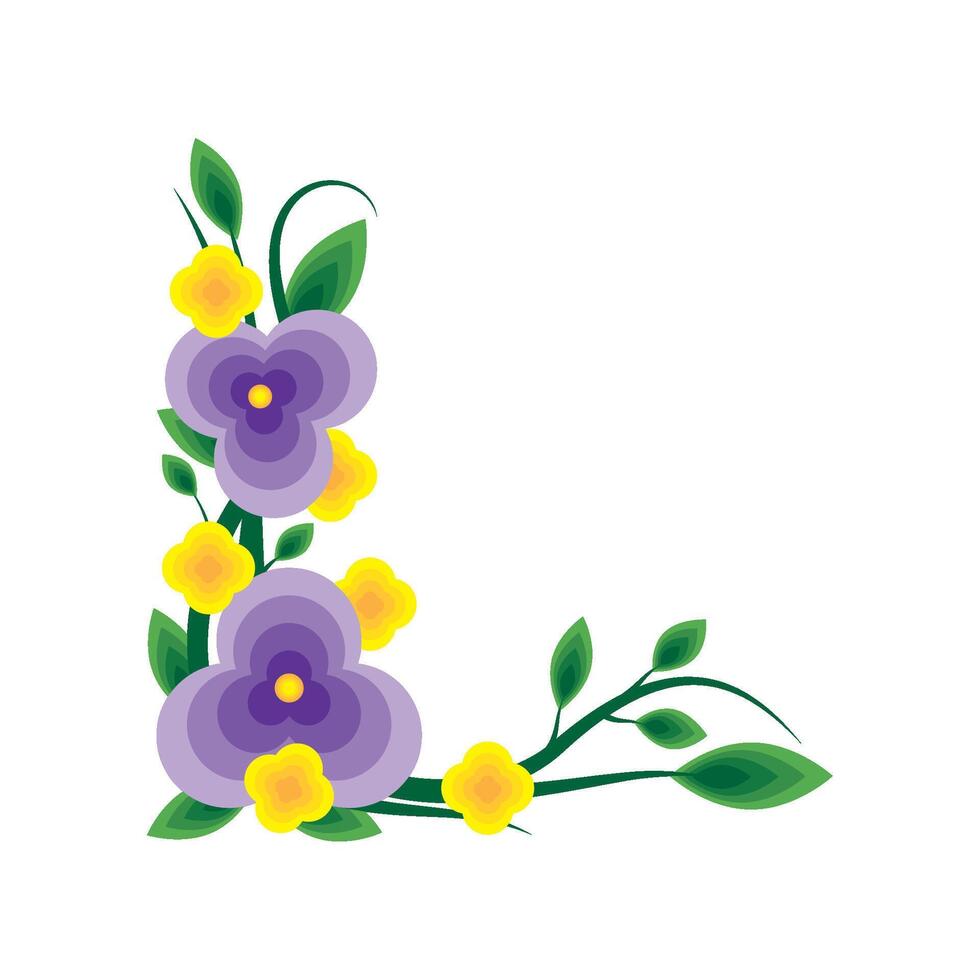 corner frame flowers natural isolated icon vector