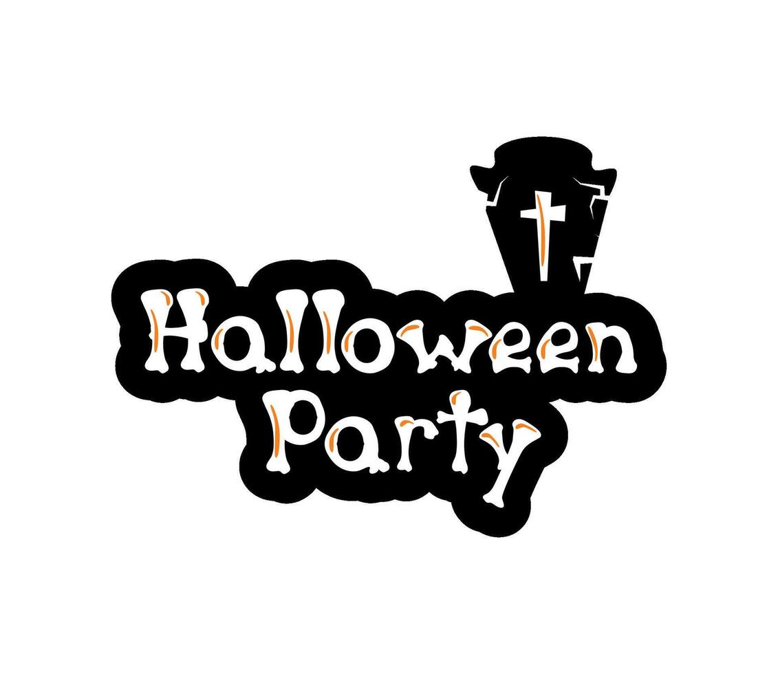 halloween party font with coffin illustration isolated vector
