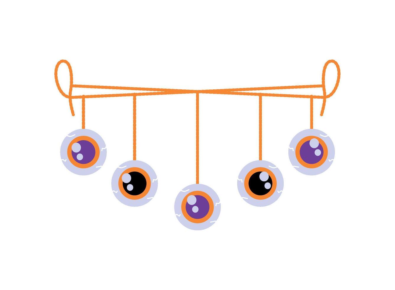 halloween garland with eyeballs illustration isolated vector