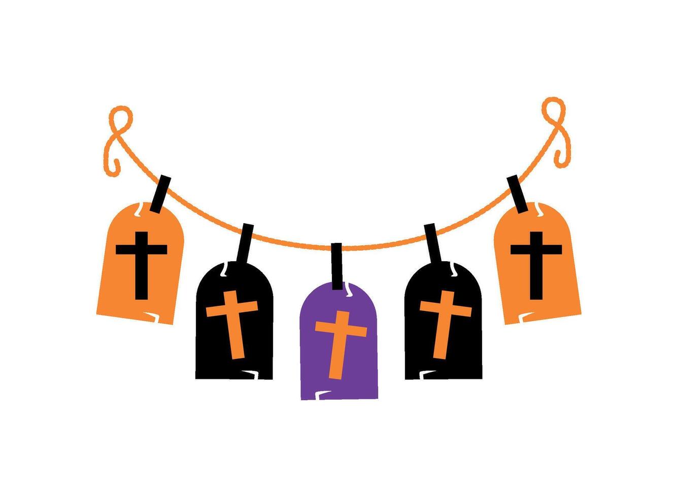 halloween garland coffin illustration isolated vector