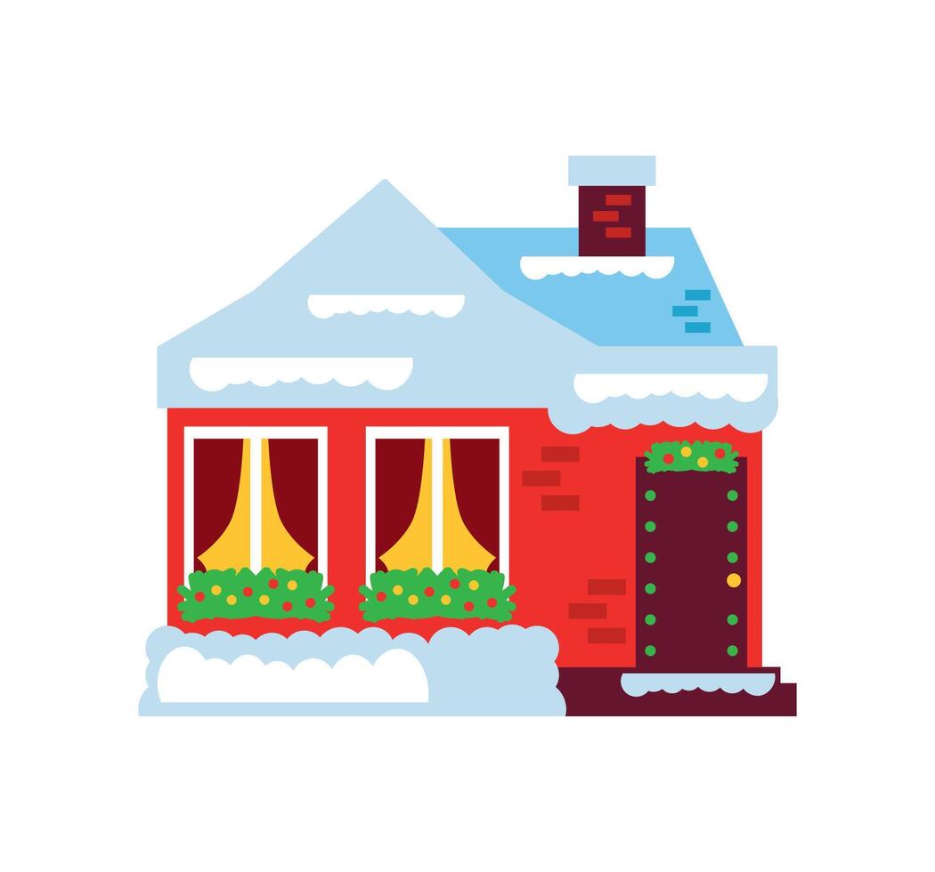 christmas house with chimney illustration isolated vector