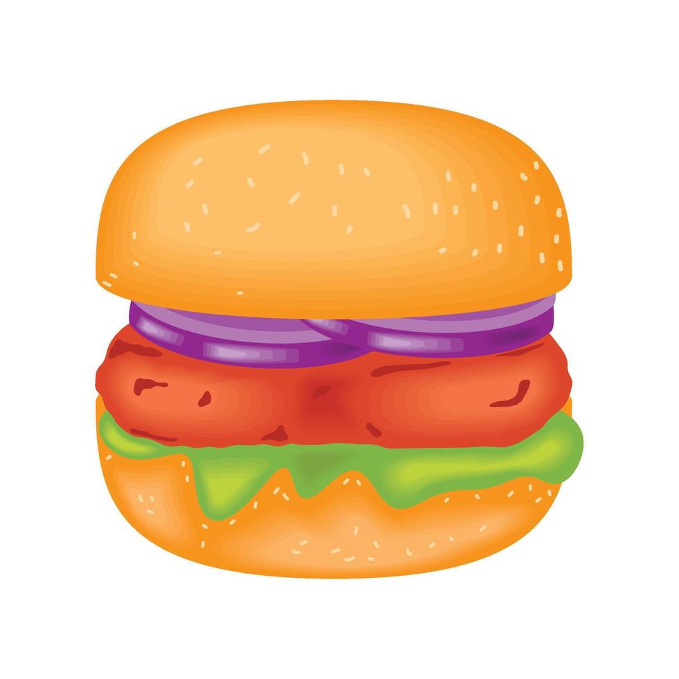 gourmet burger with onion illustration isolated vector