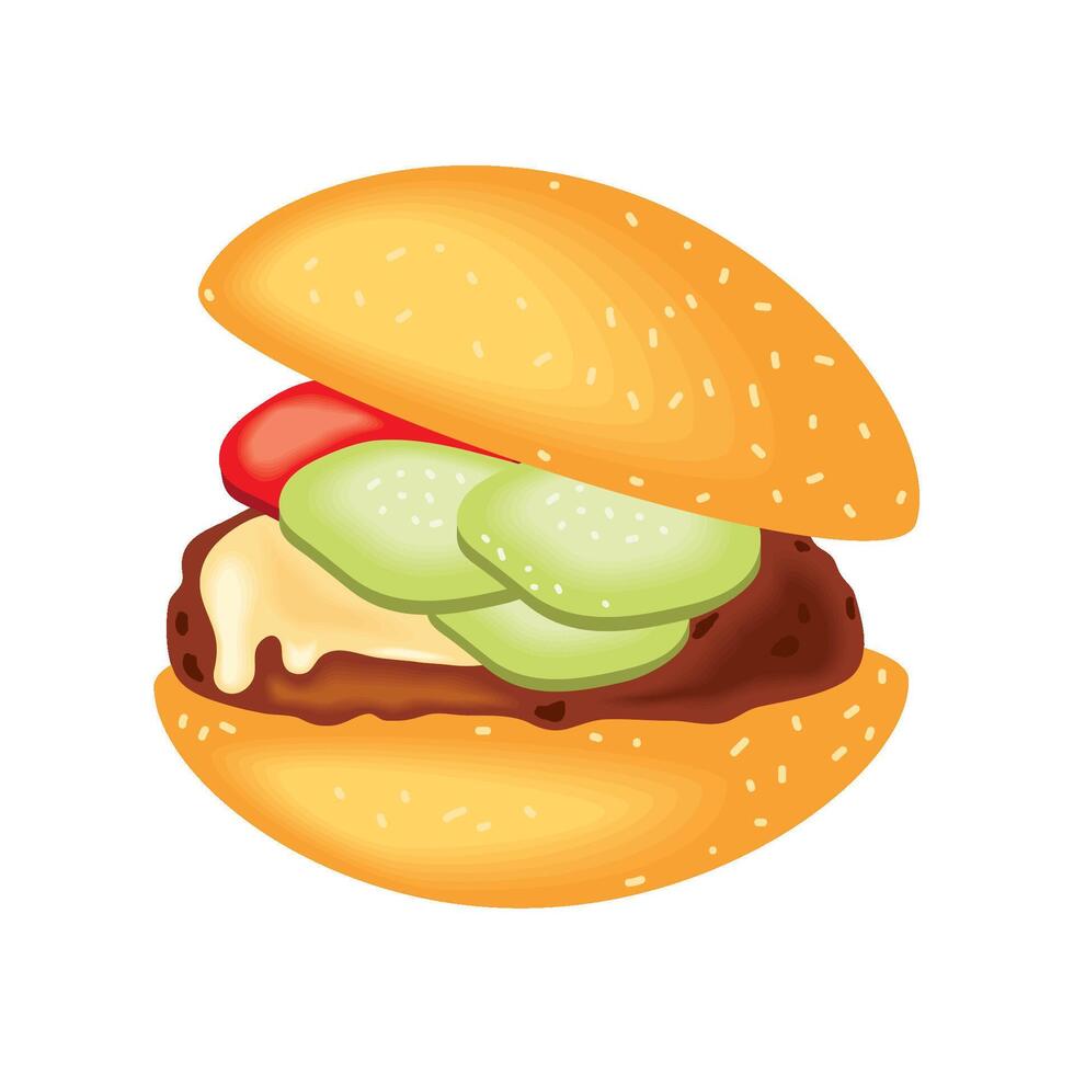 gourmet burger fast food illustration isolated vector