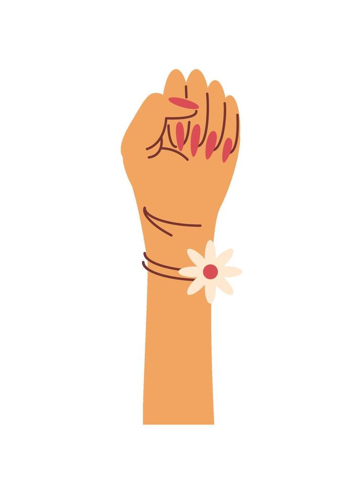 female hand with flower isolated illustration vector