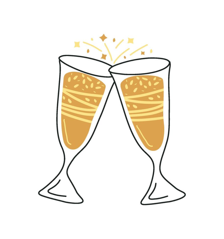 happy new year drink illustration isolated vector