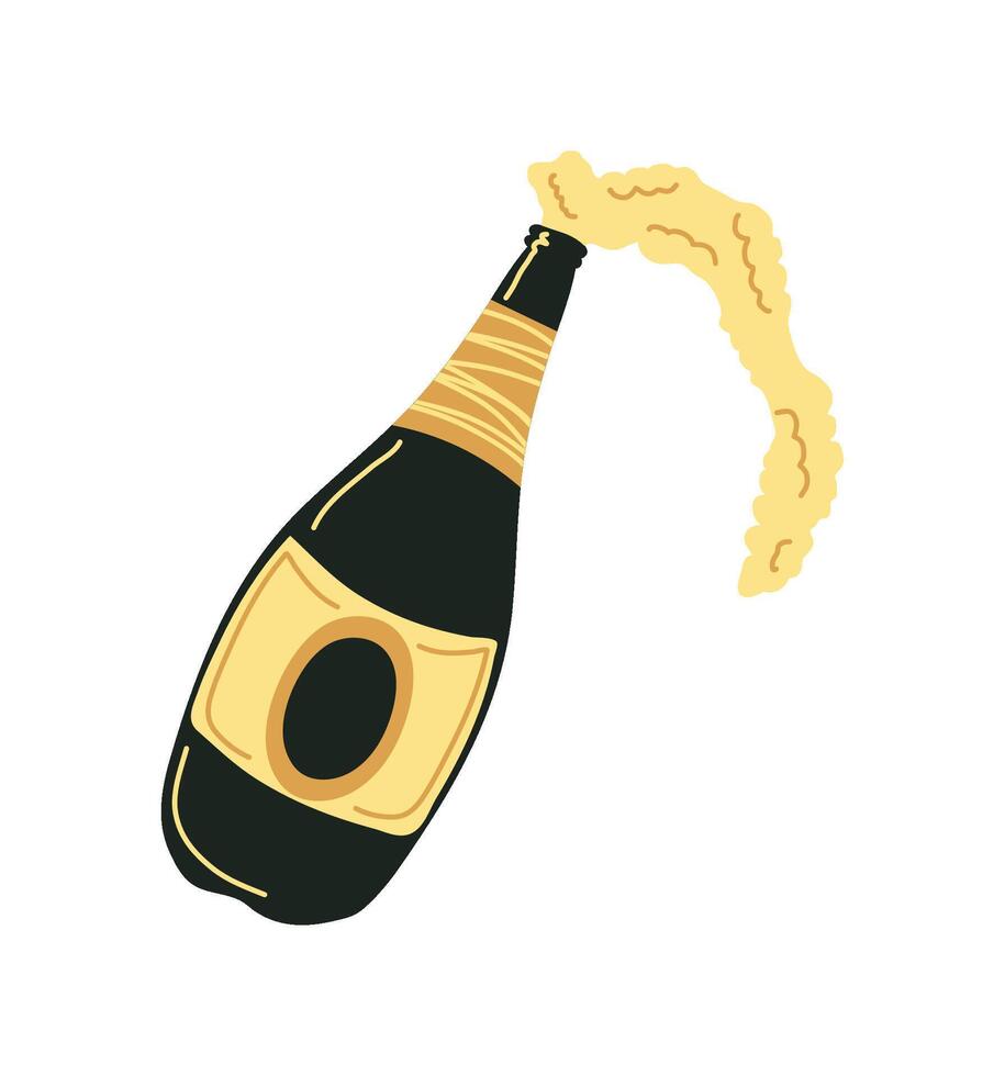 happy new year champagne illustration isolated vector