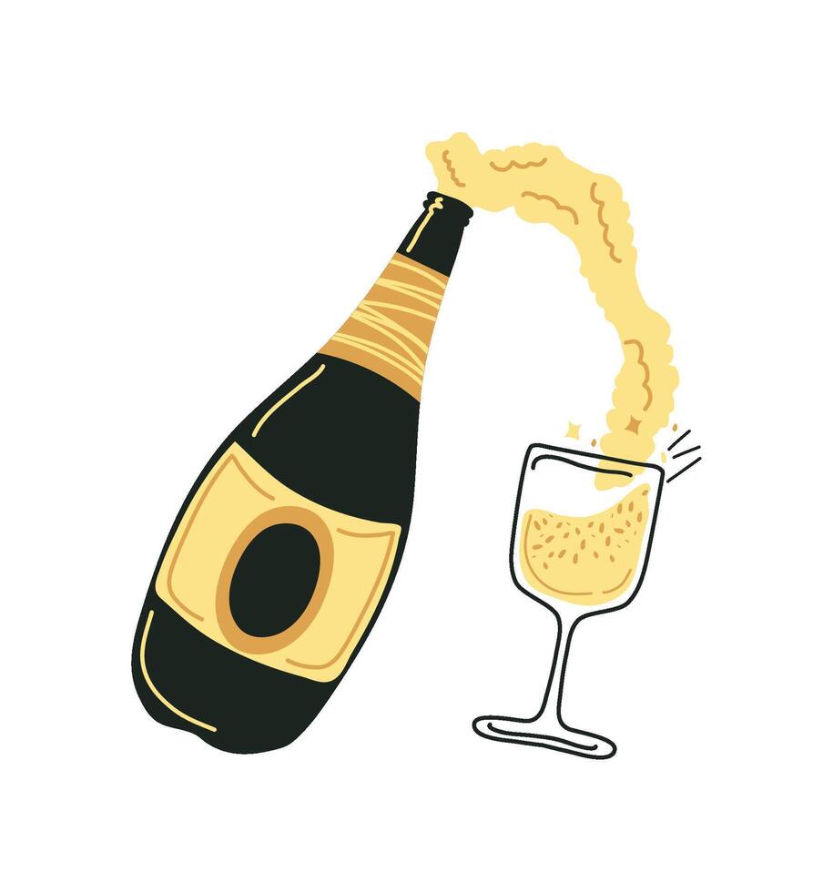 happy new year drink illustration isolated vector