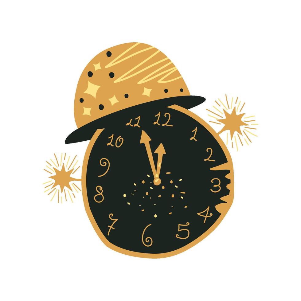 happy new year party hat and timer isolated vector