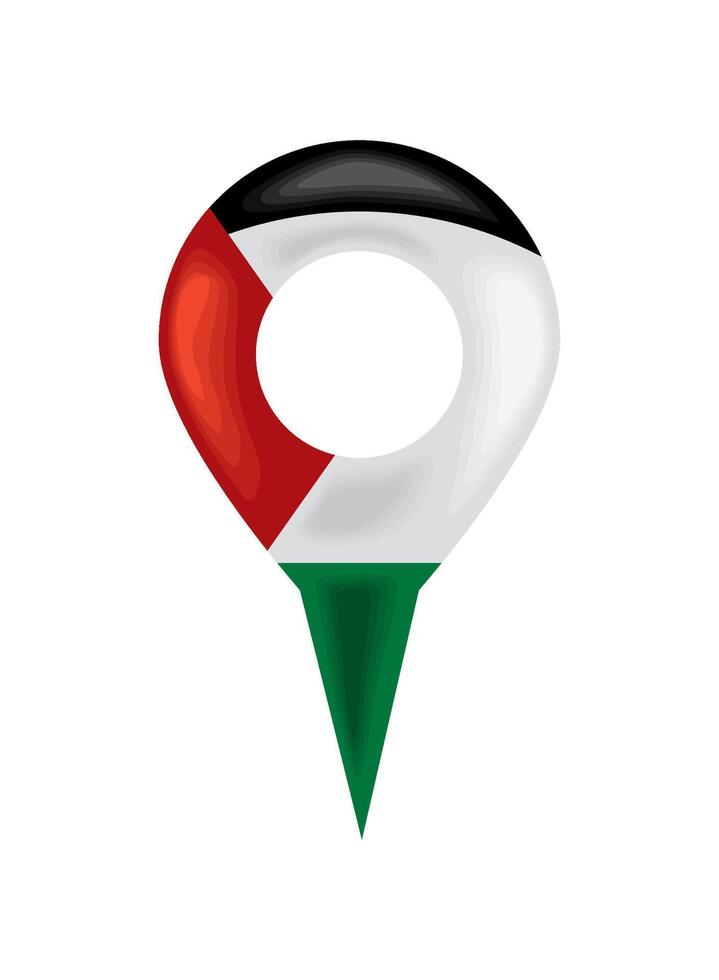 palestine flag in pin location design vector