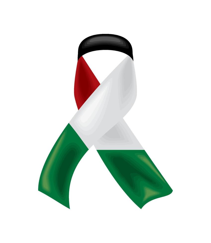palestine flag in ribbon design vector