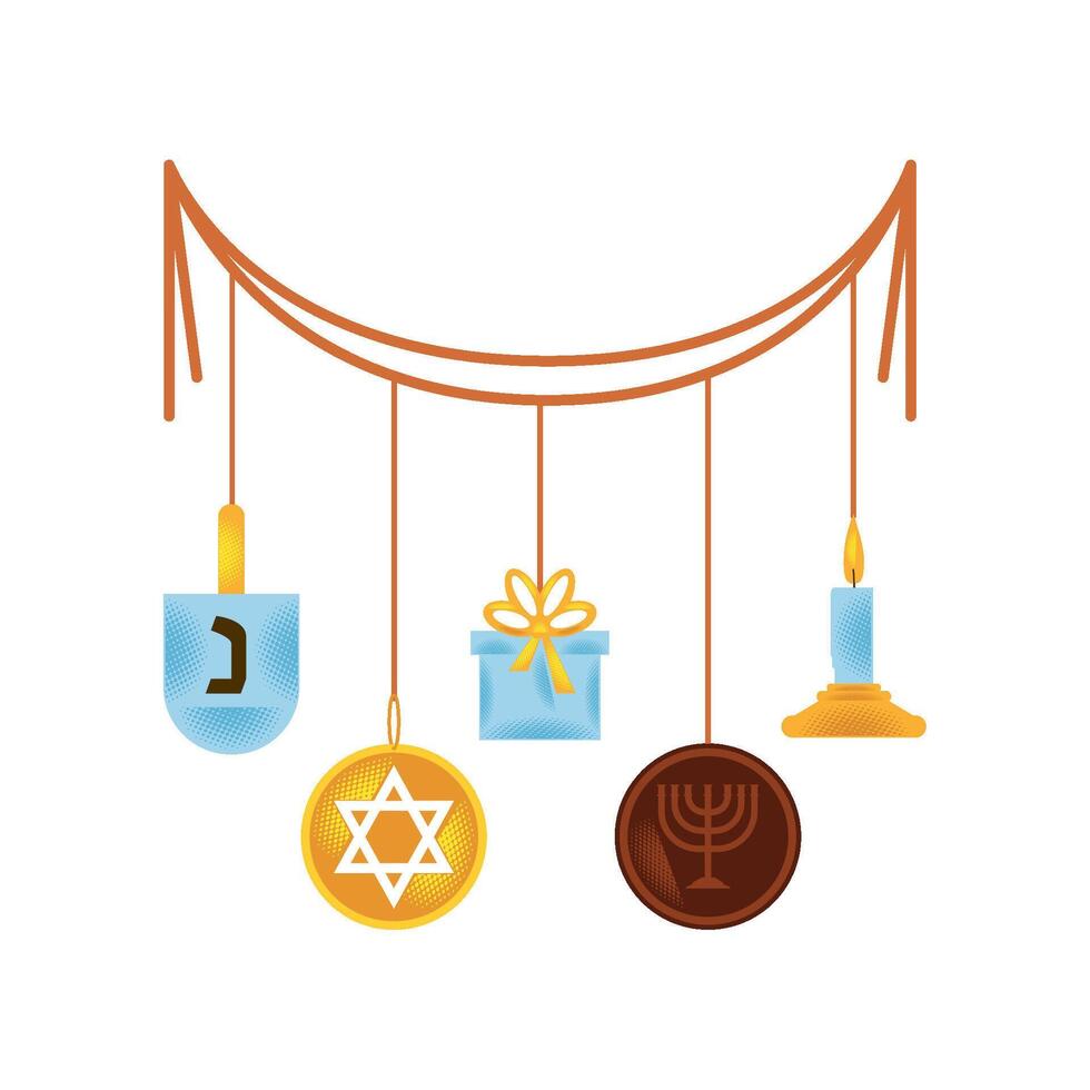 hanukkah garland illustration isolated design vector