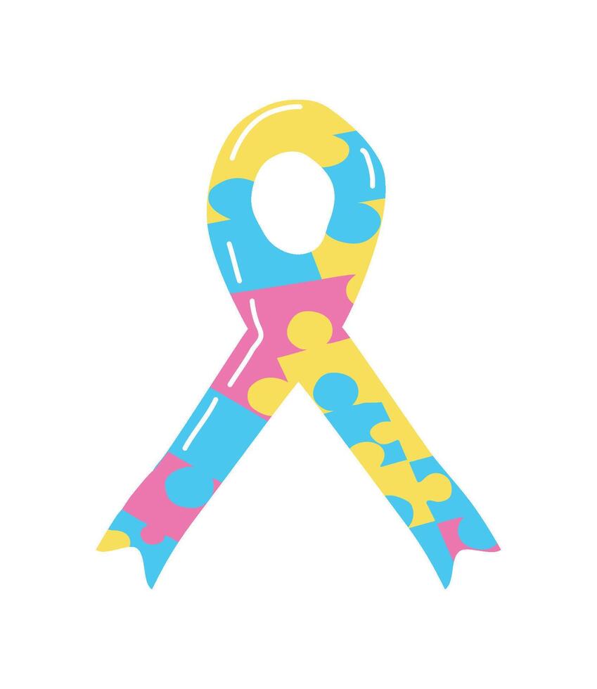 asperger ribbon and puzzles illustration vector