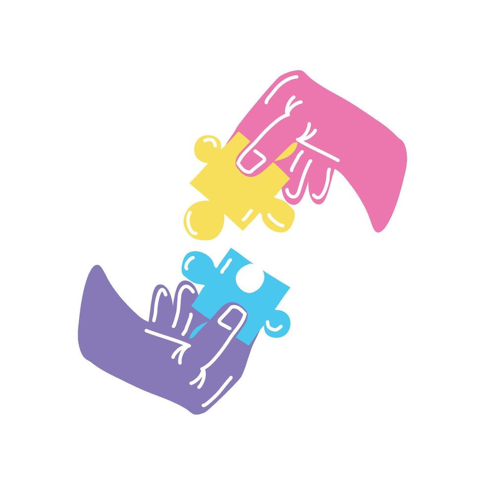 asperger hand with puzzles illustration design vector