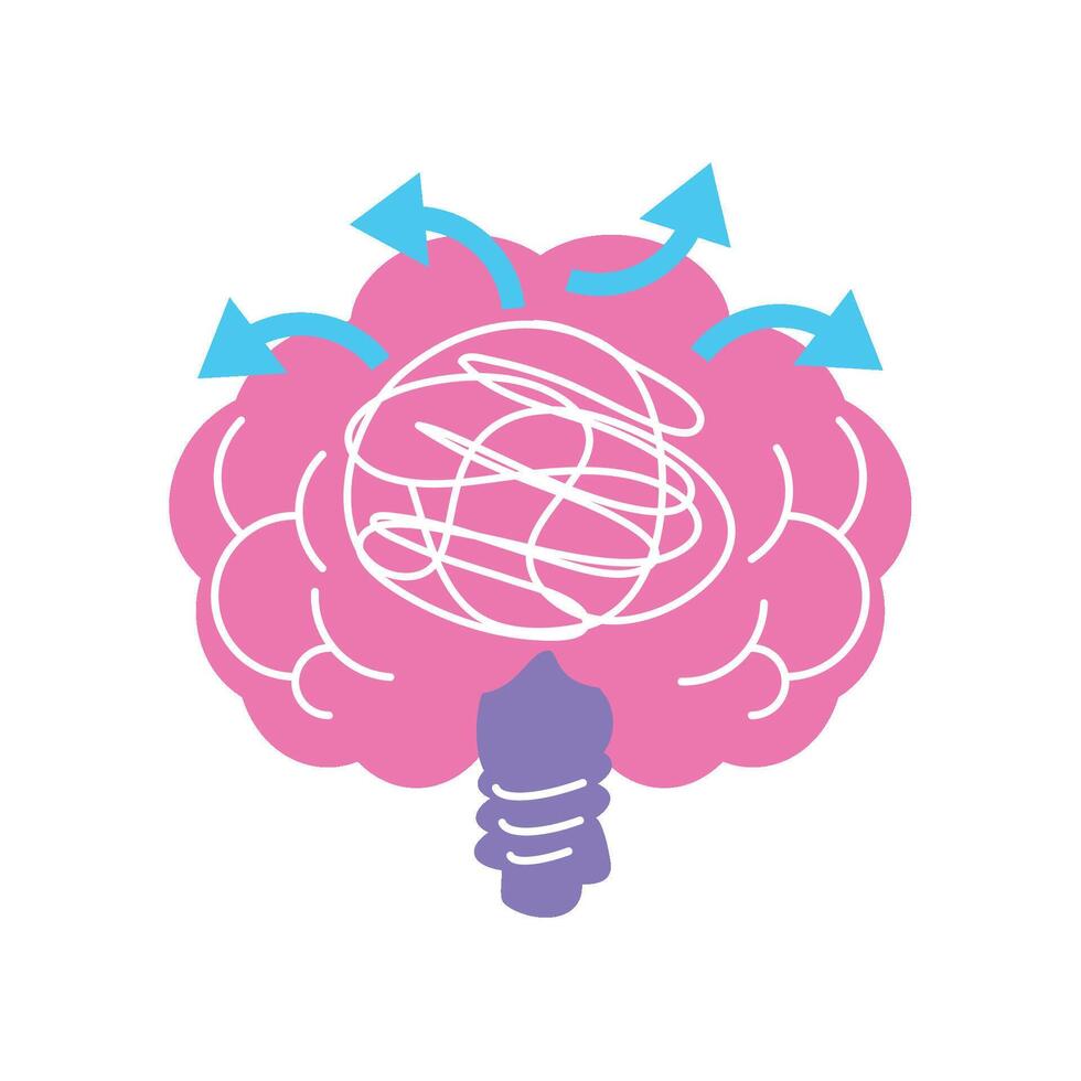 attention deficit hyperactivity disorder brain illustration vector