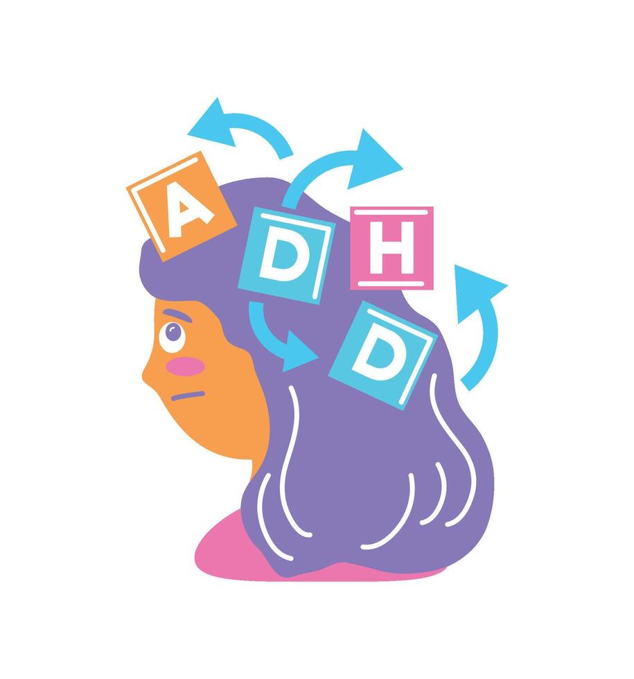 attention deficit hyperactivity disorder illness illustration vector