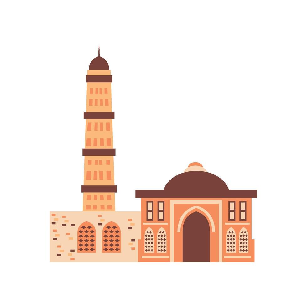 india qutub minar delhi monument illustration vector